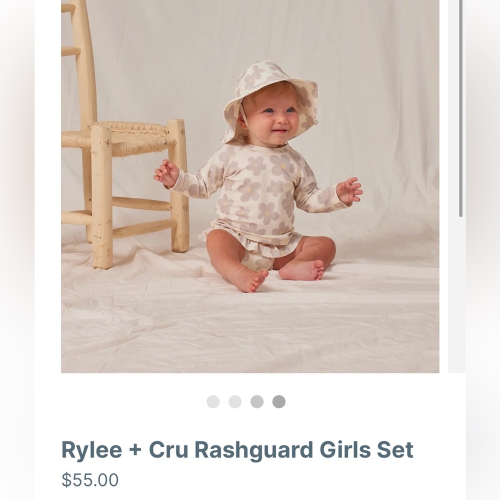 Rylee + Cru Cream and Retro Flower Rash guard set 18-24 months